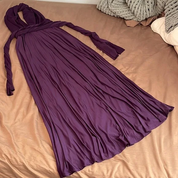 bridesmaid dresses with adjustable tops High-Slit Chiffon Bridesmaid Dress with Long Sleeves and Waist Pleating